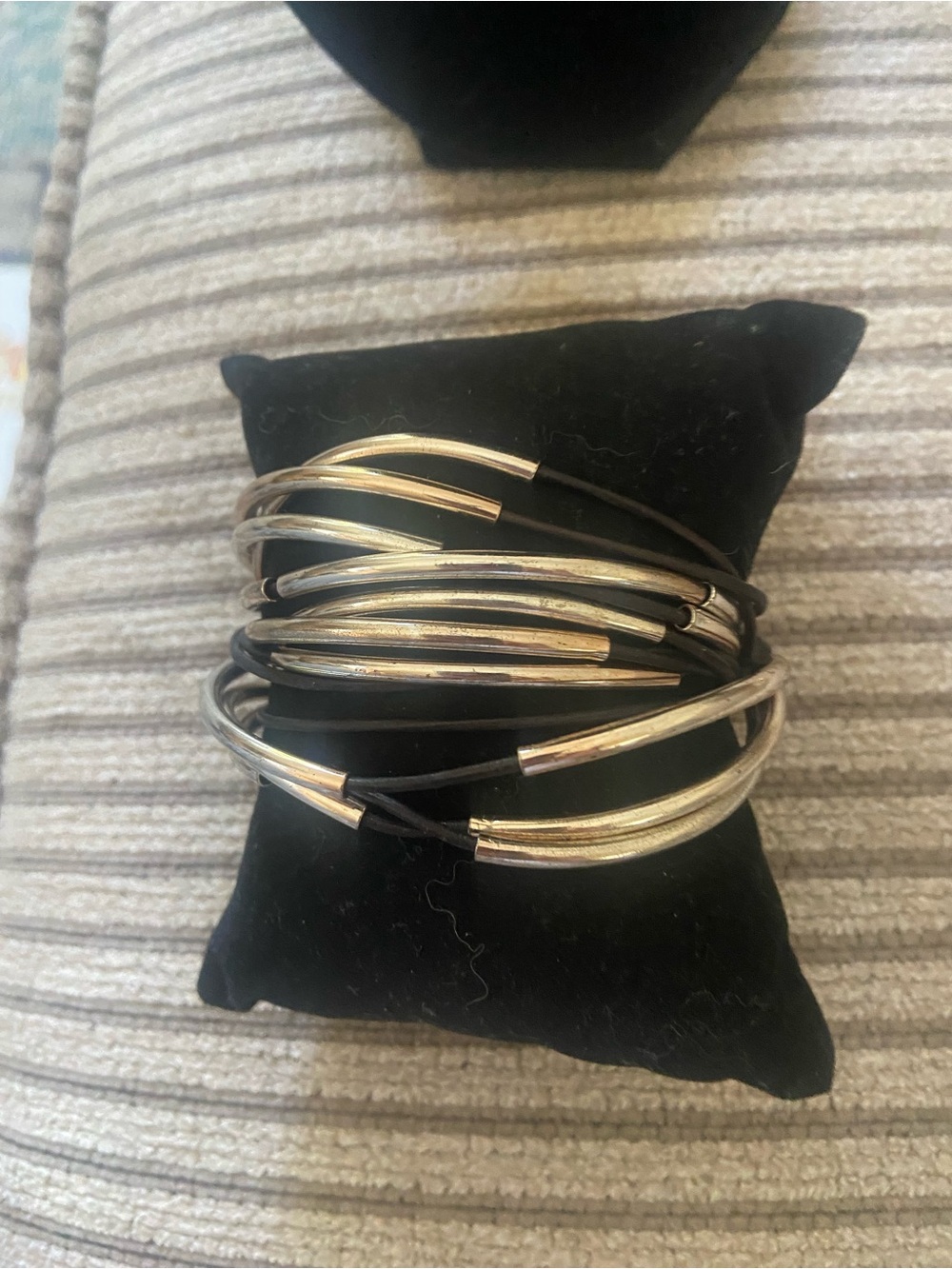 Multi-Row Silver and Black Wrap Bracelet - Women's Jewelry